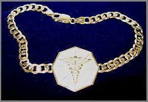 GOLD MEDICAL BRACELET HEXAGONAL