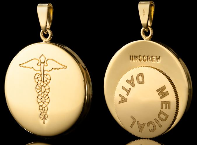 Gold medical deals alert necklace