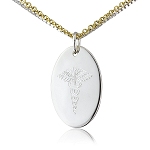 SILVER OVAL CHARM with DOUBLE CHAIN