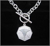 SILVER TIFFANY OCTAGONAL MEDICAL NECKLACE